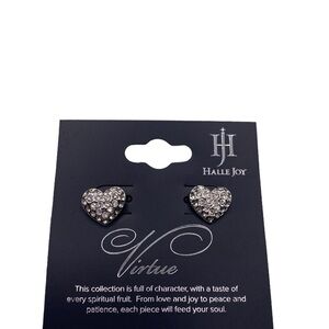 Halle Joy Collection Virtue White Crystal Heart Shape Stud Earrings